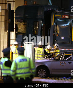 Accident de camion de bin Banque D'Images