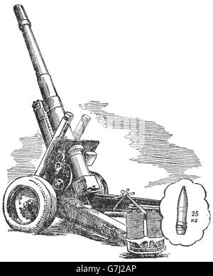 L'artillerie de la DEUXIÈME GUERRE MONDIALE, L'illustration de livre soviétique datée 1953 Banque D'Images