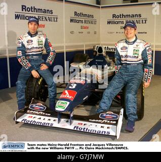 Lancement de Williams.Heinz-Harald Frentzen et Jacques Villeneuve sont coéquipiers avec la nouvelle Williams FW19 Banque D'Images