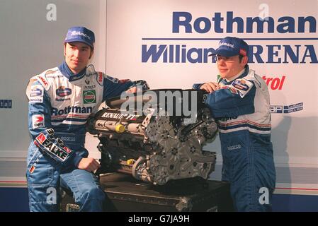 Heinz-Harald Frentzen et Jacques Villeneuve avec la Formule 1 Renault Moteur Banque D'Images