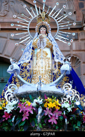 Inmaculada Concepcion (Immaculée Conception) flotteur, célébration du Corpus Christi, Cusco, Pérou Banque D'Images