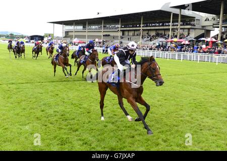 Alexis Comnène monté par Wayne Lordan remporte le Barronstown Stud les sélectionneurs européens Fonds au cours de la troisième journée du Dubai Duty Free Derby irlandais Festival au Curragh Hippodrome, France. Banque D'Images