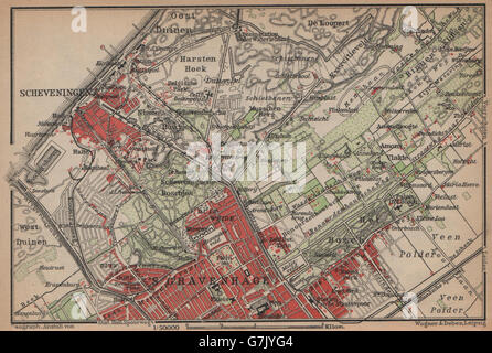 SCHEVENINGEN ET LA HAYE DEN HAAG 'S-GRAVENHAGE environs. Pays-bas, 1901 map Banque D'Images