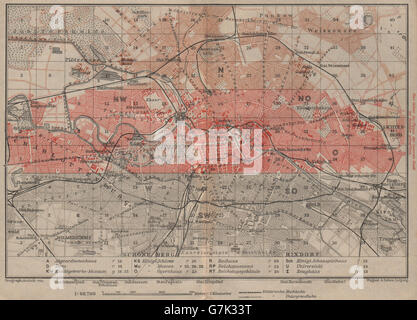 Carte de clés BERLIN ville antique ville stadtplan karte. 1910 BAEDEKER, Banque D'Images