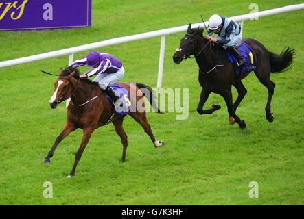 Minding monté par Ryan Moore gagne la mer les étoiles de Pretty Polly Stakes au cours de la troisième journée du Dubai Duty Free Derby irlandais Festival au Curragh Hippodrome, France. Banque D'Images