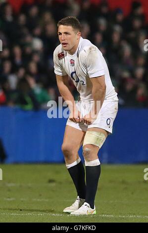 Sam Burgess des saxons d'Angleterre pendant le match international amical au Irish Independent Park, Cork. APPUYEZ SUR ASSOCIATION photo. Photo Date: Vendredi 30 janvier 2015. Voir l'histoire de PA: RUGBYU Irlande. Le crédit photo devrait se lire comme suit : Niall Carson/PA Wire. Banque D'Images