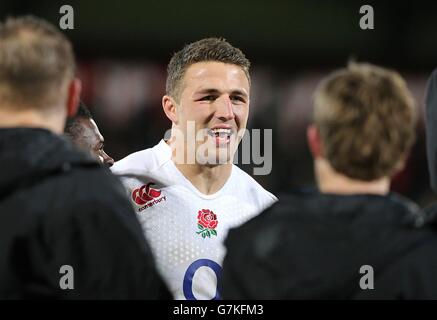 Sam Burgess des saxons d'Angleterre pendant le match international amical au Irish Independent Park, Cork. APPUYEZ SUR ASSOCIATION photo. Photo Date: Vendredi 30 janvier 2015. Voir l'histoire de PA: RUGBYU Irlande. Le crédit photo devrait se lire comme suit : Niall Carson/PA Wire. Banque D'Images