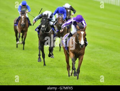 Minding monté par jockey Ryan Moore gagne la mer les étoiles de Pretty Polly Stakes au cours de la troisième journée du Dubai Duty Free Derby irlandais Festival au Curragh Hippodrome, France. Banque D'Images