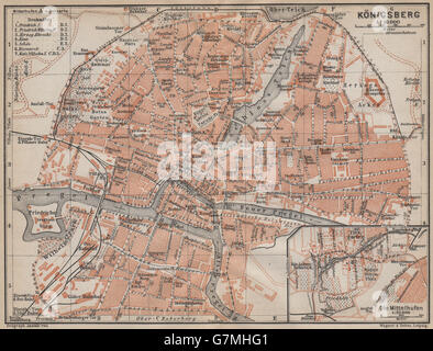 La ville de Kaliningrad ville stadtplan Königsberg. Калининград. La Russie, 1913 Ancien site Banque D'Images