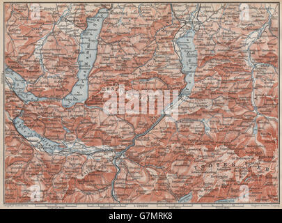 Amérique du Salzkammergut. Gmunden Ischl Hallstatt. Altmunster Ebensee karte, 1899 map Banque D'Images