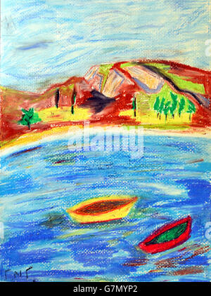 Haletant d'origine art artistique faite par moi-même avec des crayons et des couleurs pastel . Enjoy ! Rouge Jaune Bleu Vert Noir Gris Blanc Banque D'Images