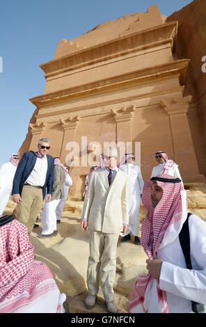 Le prince de Galles est présenté autour d'Al Ula en Arabie Saoudite, le cinquième jour de sa tournée au Moyen-Orient. Banque D'Images