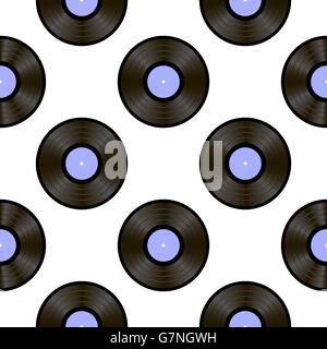 Vynils rétro. Disque de son modèle sans couture Illustration de Vecteur