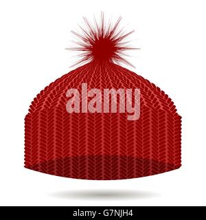 En rouge le chapeau. Chapeau d'hiver Illustration de Vecteur