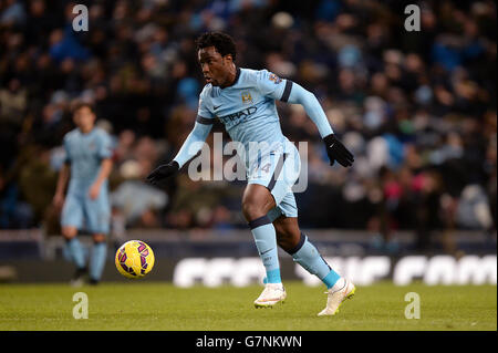 Football - Barclays Premier League - Manchester City / Newcastle United - Etihad Stadium.Le poney Wilfried de Manchester City pendant le match de la Barclays Premier League au Etihad Stadium de Manchester. Banque D'Images