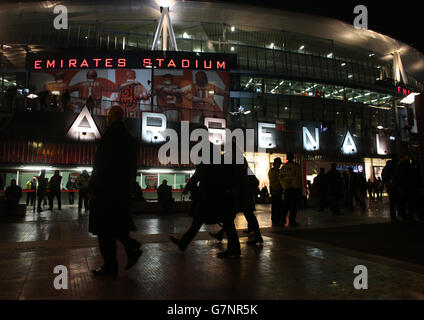 Football - UEFA Champions League - Round de 16 - First Leg - Arsenal v AS Monaco - Emirates Stadium.Vue sur le stade Emirates avant le match de l'UEFA Champions League Round de 16. Banque D'Images