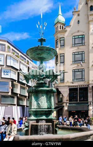 Stork Fountain (Storkespringvandet), Copenhague, Danemark. Banque D'Images