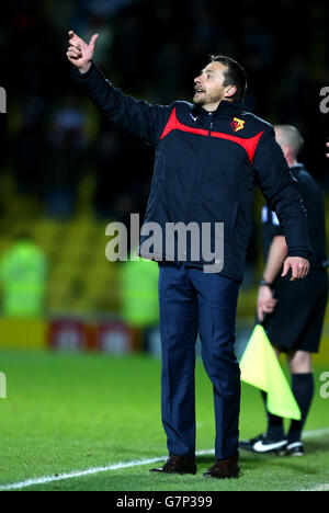 Football - championnat Sky Bet - Watford v Fulham - Vicarage Road. Le directeur de Watford, Slavisa Jokanovic Banque D'Images