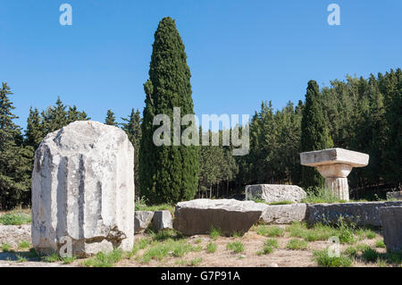 Temple d'Asclépios, terrasse supérieure de l'Asklepieion, Platani, Kos (Cos), du Dodécanèse, Grèce, région sud de la Mer Egée Banque D'Images