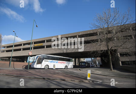 Une vue générale de Maid Marian Way à Nottingham, Angleterre. Banque D'Images