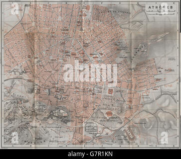 Athènes Athènes ville antique city plan. Σχέδιο πόλης. La Grèce. Carte BAEDEKER, 1909 Banque D'Images