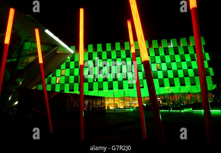 L'hôtel Marker de Dublin est illuminé en vert avant le festival de la St Patrick demain. Banque D'Images
