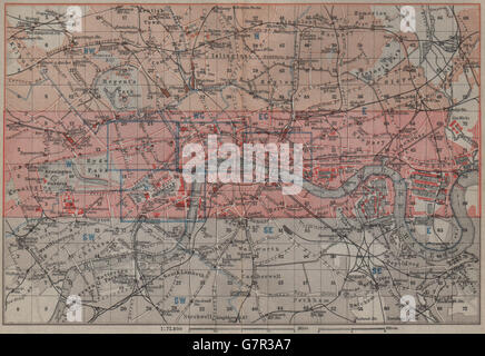 Londres. Southwark Westminster Camden City Tower Hamlets Islington, 1905 map Banque D'Images