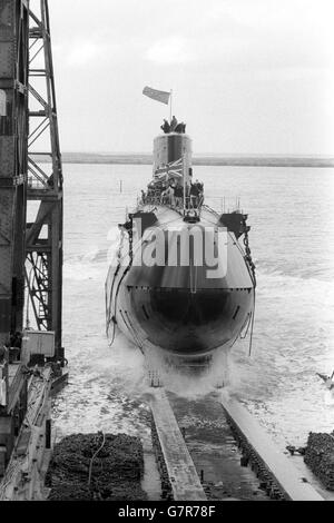 - Militaire sous-marin de Polaris - lancement du chantier naval Vickers, Barrow in Furness Banque D'Images