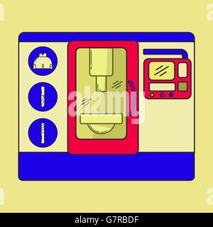 Centre de travail cnc pour le travail avec des outils modernes de style de ligne. Illustration de Vecteur