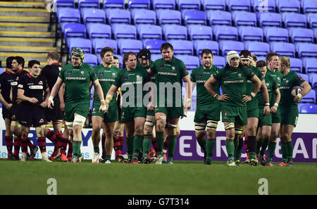 Rugby Union - Challenge Cup - quart de finale - London Irish / Edinburgh Rugby - Madejski Stadium.London Irish Walk retour abattu après avoir perdu la coupe du défi, quart de finale au stade Madejski, Reading. Banque D'Images