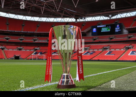 Football - Johnstone's Paint Trophy - final - Bristol City / Walsall - Wembley Stadium.Le Johnstone's Paint Trophy était assis sur le terrain de Wembley avant le match Banque D'Images