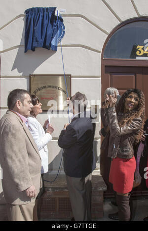 Blue Plaque pour Red Bus Studios Banque D'Images