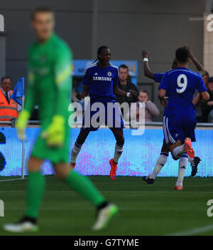 Tammy Abraham de Chelsea célèbre le but d'ouverture contre Manchester Ville Banque D'Images