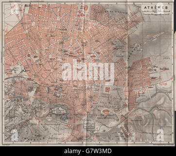 Athènes Athènes ville antique city plan. Σχέδιο πόλης. La Grèce. Carte BAEDEKER, 1911 Banque D'Images