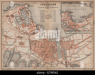 Ville de Cherbourg ville plan de la ville. Manche. Rade de Cherbourg, 1899 Carte du site Banque D'Images