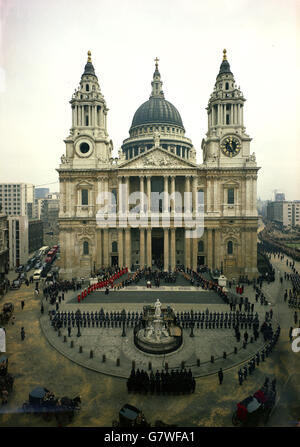 Les funérailles de Sir Winston Churchill à la cathédrale Saint-Paul, Londres. Banque D'Images