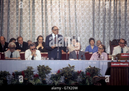 Le premier ministre James Callaghan à une conférence du Parti travailliste. Banque D'Images