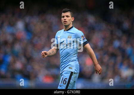 Football - Barclays Premier League - Manchester City / Aston Villa - Etihad Stadium.Sergio Aguero, Manchester Banque D'Images