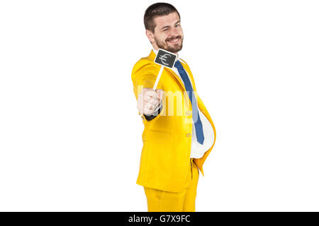Businessman smiling épais à l'euro Banque D'Images