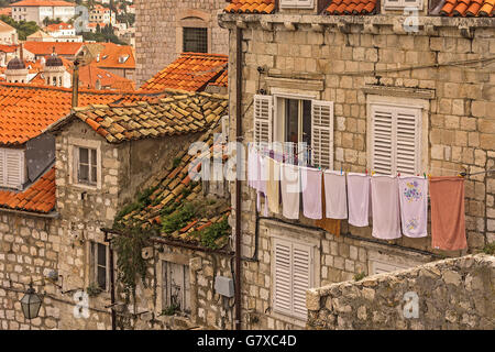 Lave-linge à sécher la vieille ville de Dubrovnik Croatie Banque D'Images