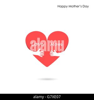 Happy Mothers Day.Love Heart logo soins.L'amour et heureuse fête des concept d'arrière-plan.Vector illustration Illustration de Vecteur