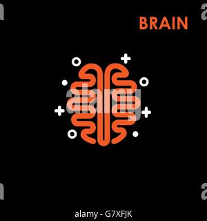 Logo du cerveau Vue de dessus silhouette vecteur conception modèle. Brainstorm pense idée concept Logo icon.La meilleure idée logo.Bonne idée Illustration de Vecteur