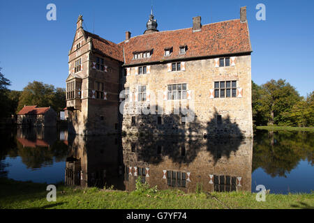 Burg Vischering château à douves, Luedinghausen, district de Coesfeld, Münster, Rhénanie du Nord-Westphalie Banque D'Images