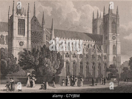 Et ST. MARGARET'S CHURCH. L'Abbaye de Westminster. Londres. Berger, ancien imprimer 1828 Banque D'Images