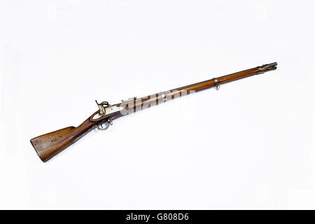 Musée historique national de l'Artillerie Infantry percussion fusil avec baïonnette construite en Belgique pour les troupes Pontifice 1840-1850 | Banque D'Images