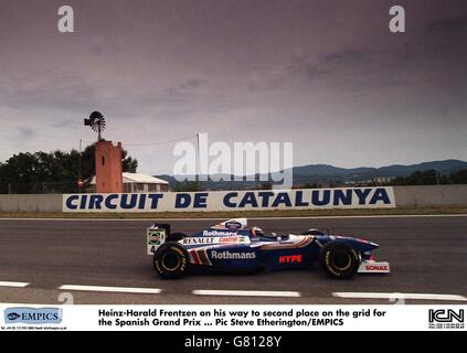 Courses automobiles ...Grand Prix d'Espagne.Heinz-Harald Frentzen sur le chemin de la deuxième place sur la grille pour le Grand Prix d'Espagne Banque D'Images