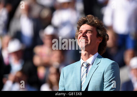 Gustavo Kuerten le 15 e jour de l'Open de France à Roland Garros le 7 juin 2015 à Paris, France Banque D'Images