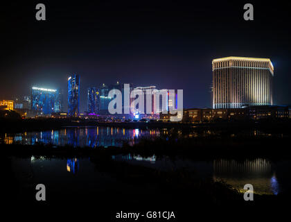 Casino Hotel resorts néons de Macao Chine Macao cotai strip dans la nuit Banque D'Images