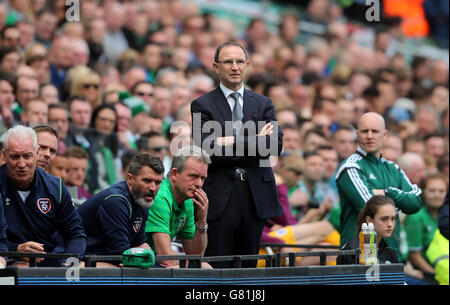 Martin O'Neil, directeur de la République d'Irlande, lors de l'accueil international au stade Aviva, Dublin, Irlande. Banque D'Images