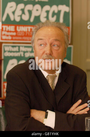 Campagne électorale générale 2005 - Conférence de presse du Parti respect. Maverick ancien député travailliste George Galloway. Banque D'Images